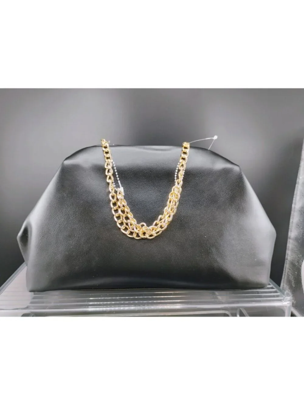 A New Day Black Studded Clutch With Detachable Shoulder Strap